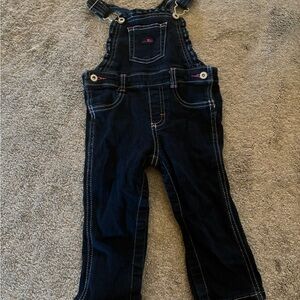 Wrangler Dark Blue Denim Overalls with Pink Stitching